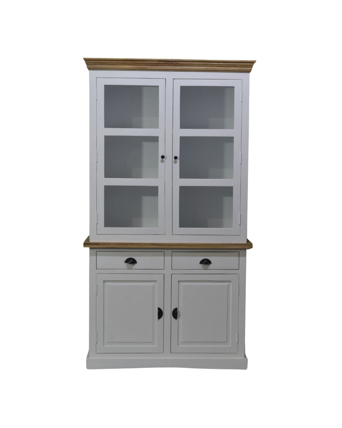 15 Classic White Buffet & Hutch Cabinet with Glass Doors - Image 1