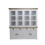 Grande Classic White Buffet & Hutch Cabinet with Glass Doors