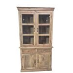 Classic Mango Wood Buffet & Hutch with Glass Doors
