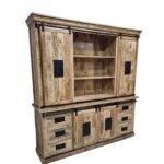 Industrial Mango Wood Buffet Cabinet with Dual Sliding Doors