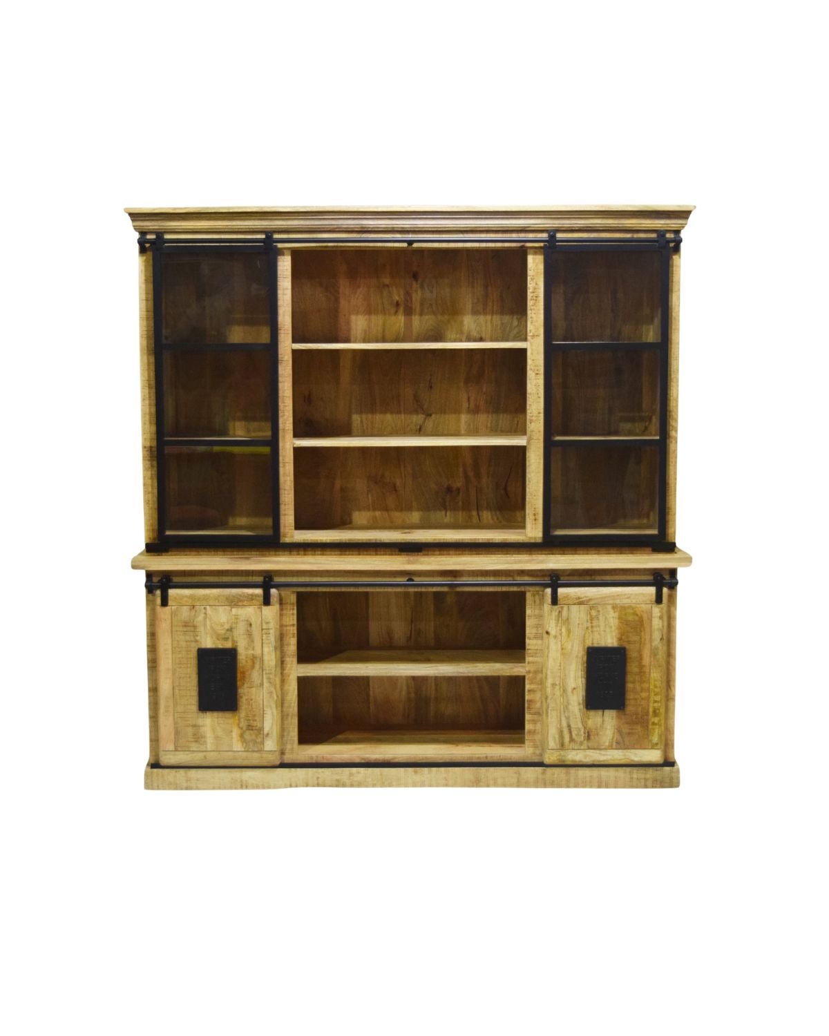 3 Vintage Mango Wood Buffet with Dual Sliding Doors - Image 1