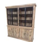 Industrial Mango Wood Buffet & Hutch with Glass Doors
