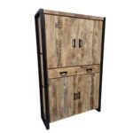 Industrial Mango Wood Buffet Cabinet with Metal Frame