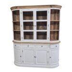 Curved White Buffet & Hutch with Glass Doors