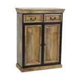 Industrial Mango Wood 2-Door Cabinet with Drawers