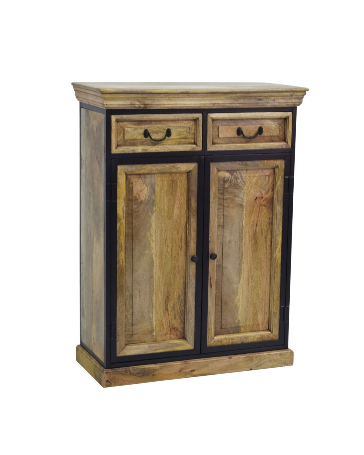 39 Industrial Mango Wood 2-Door Cabinet with Drawers - Image 1