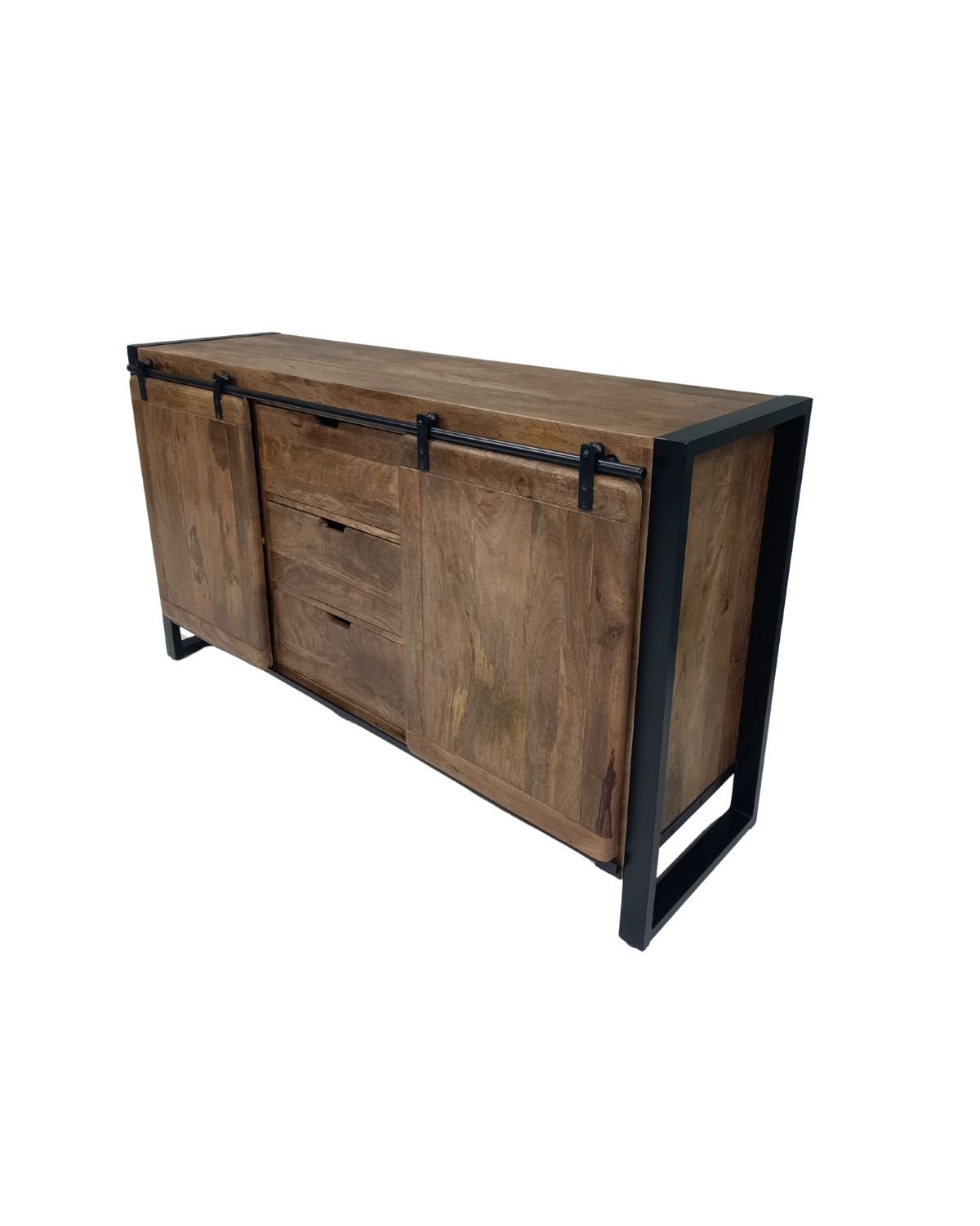 45 Industrial Mango Wood Sideboard with Sliding Doors - Image 1