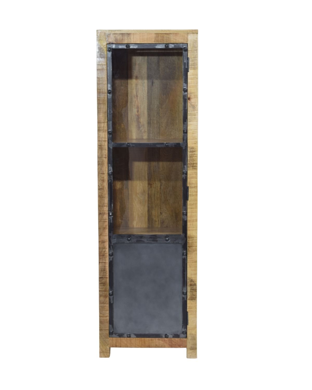 49 Industrial Mango Wood Tall Cabinet with Metal Door - Image 1