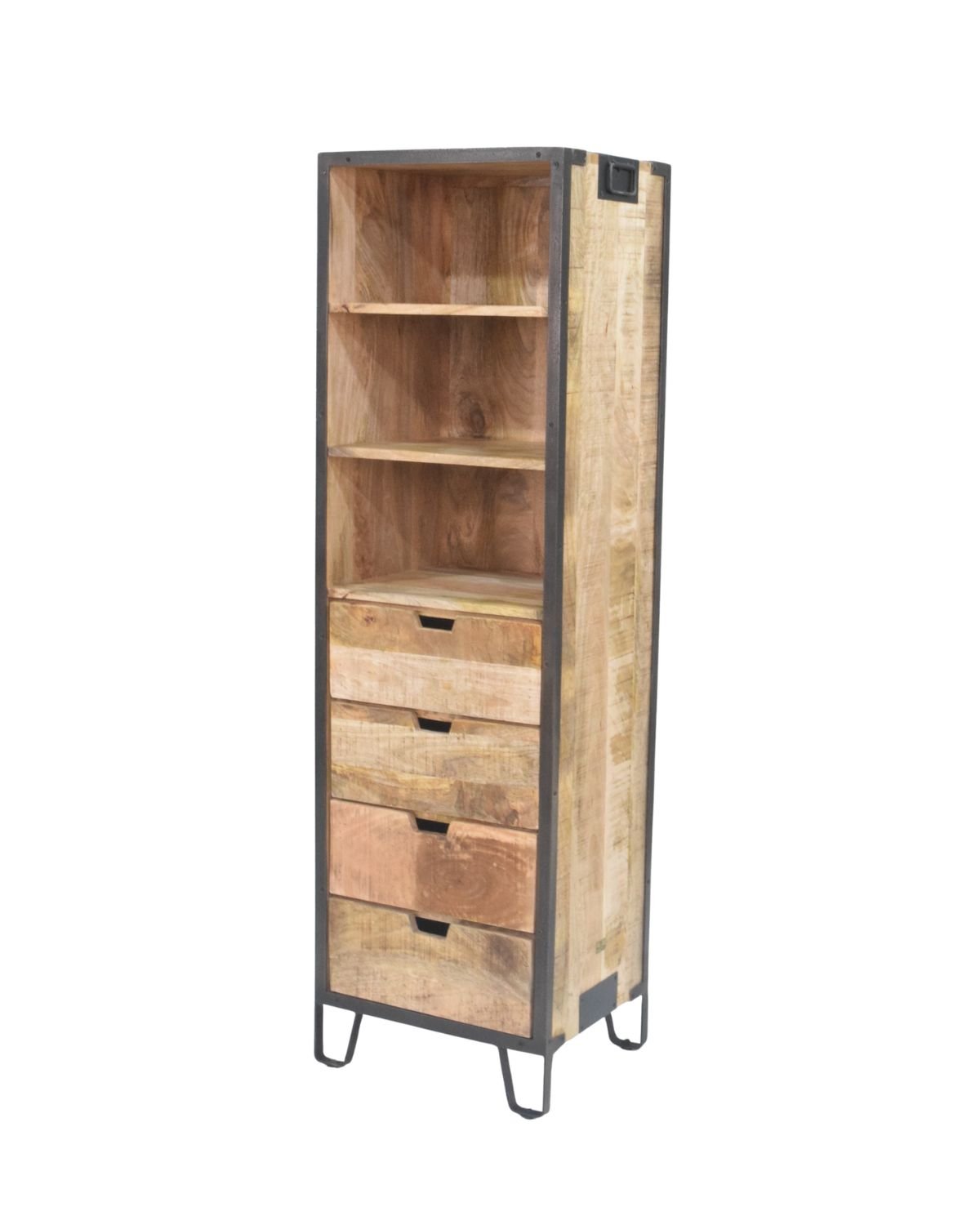 50 Industrial Mango Wood Tall Cabinet with Shelves & Drawers - Image 1