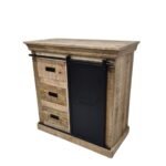 Industrial Mango Wood Cabinet with Sliding Metal Door