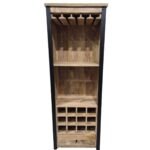 Industrial Mango Wood Wine Cabinet with Glass Rack