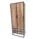 Industrial Mango Wood Tall Cabinet with 4 Drawers