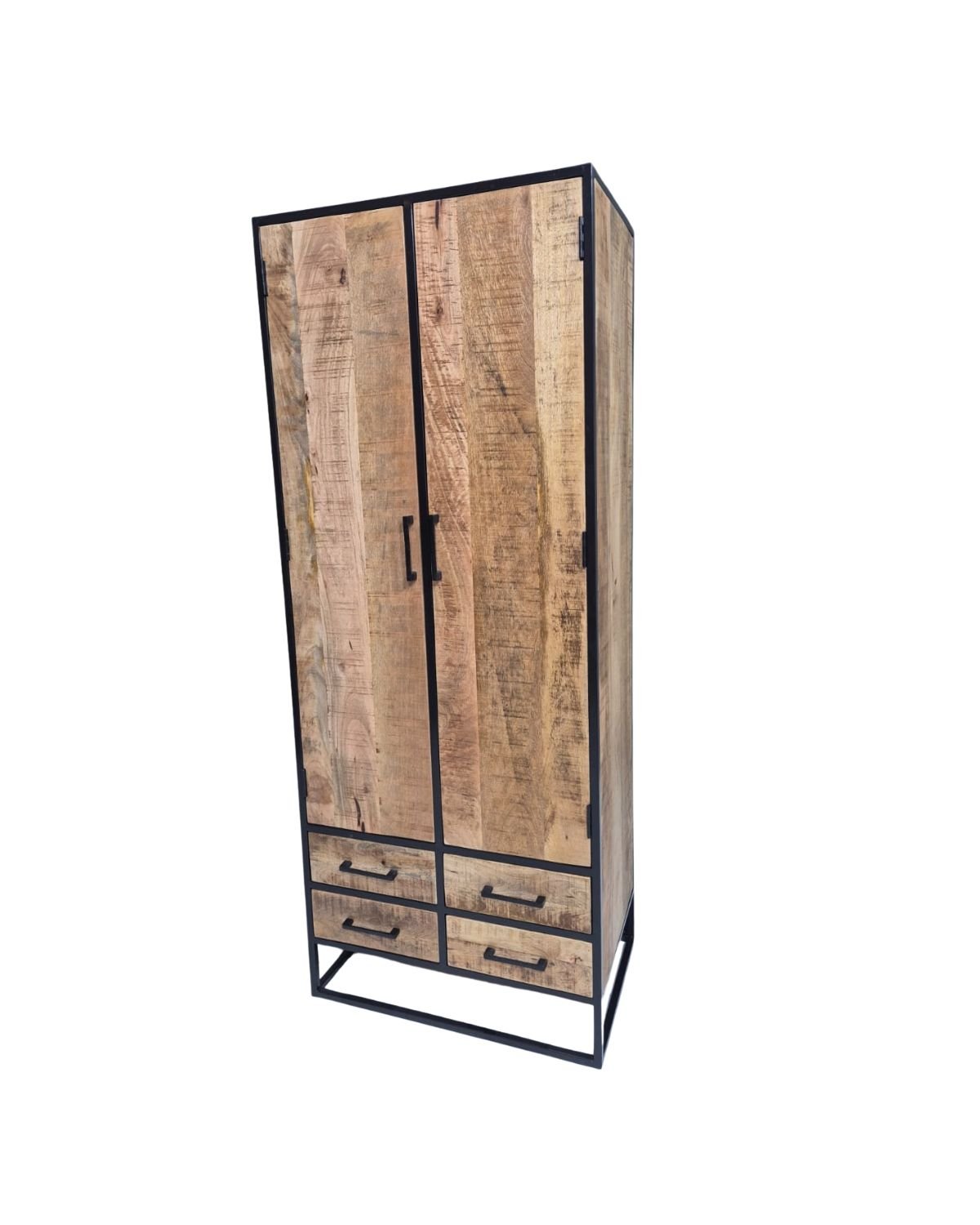 73 Industrial Mango Wood Tall Cabinet with 4 Drawers - Image 1
