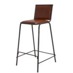 Industrial Metal Bar Chair with Tan Leatherette Seat