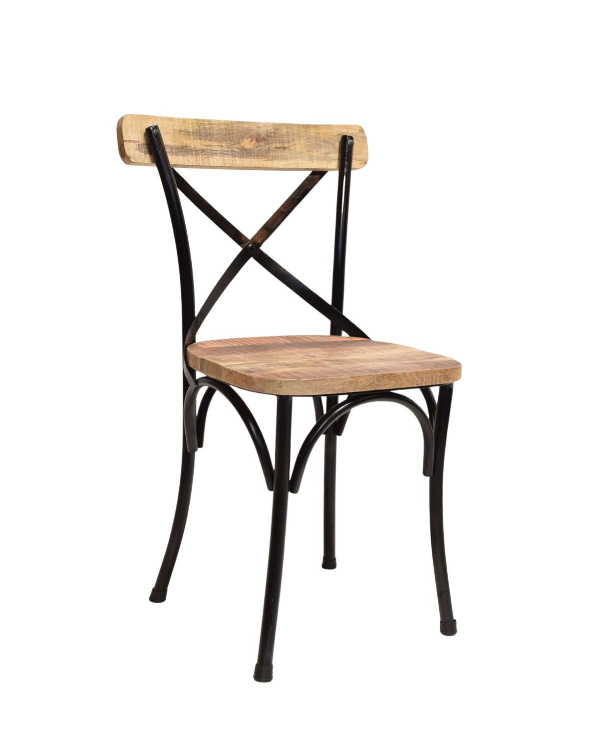 79 Industrial Cross Back Dining Chair with Solid Wood Seat - Image 1