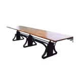 Industrial Triple-Pedestal Crank Table