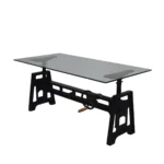 Industrial Crank Table with Glass Top