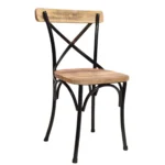 Rustic Cross-Back Metal & Wood Chair