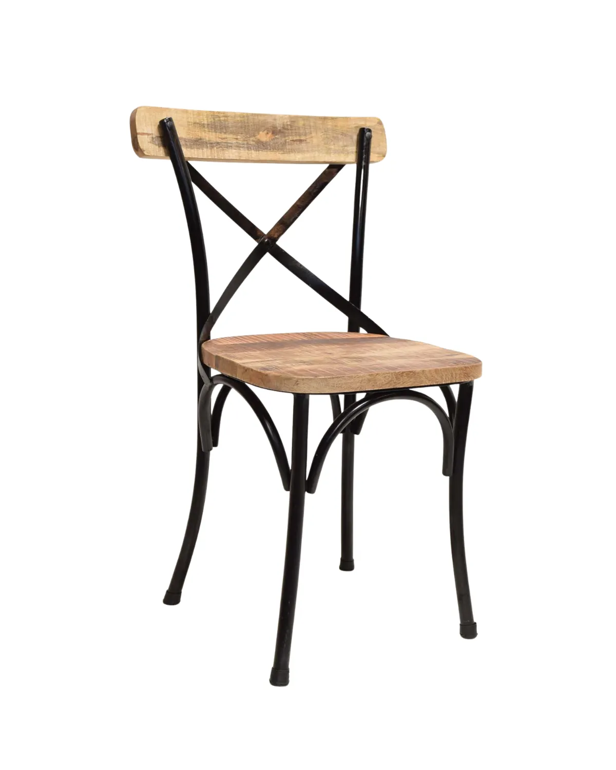 CH10 Rustic Cross-Back Metal & Wood Chair - Image 1