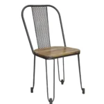 Industrial Mesh Back Wooden Seat Chair