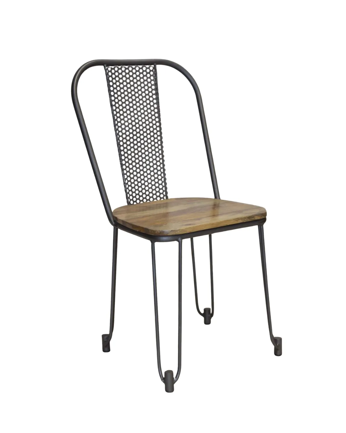 CH12 Industrial Mesh Back Wooden Seat Chair - Image 1