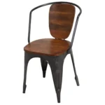 Industrial Wood Back Accent Chair