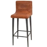 Vintage Leather High-Back Bar Stool