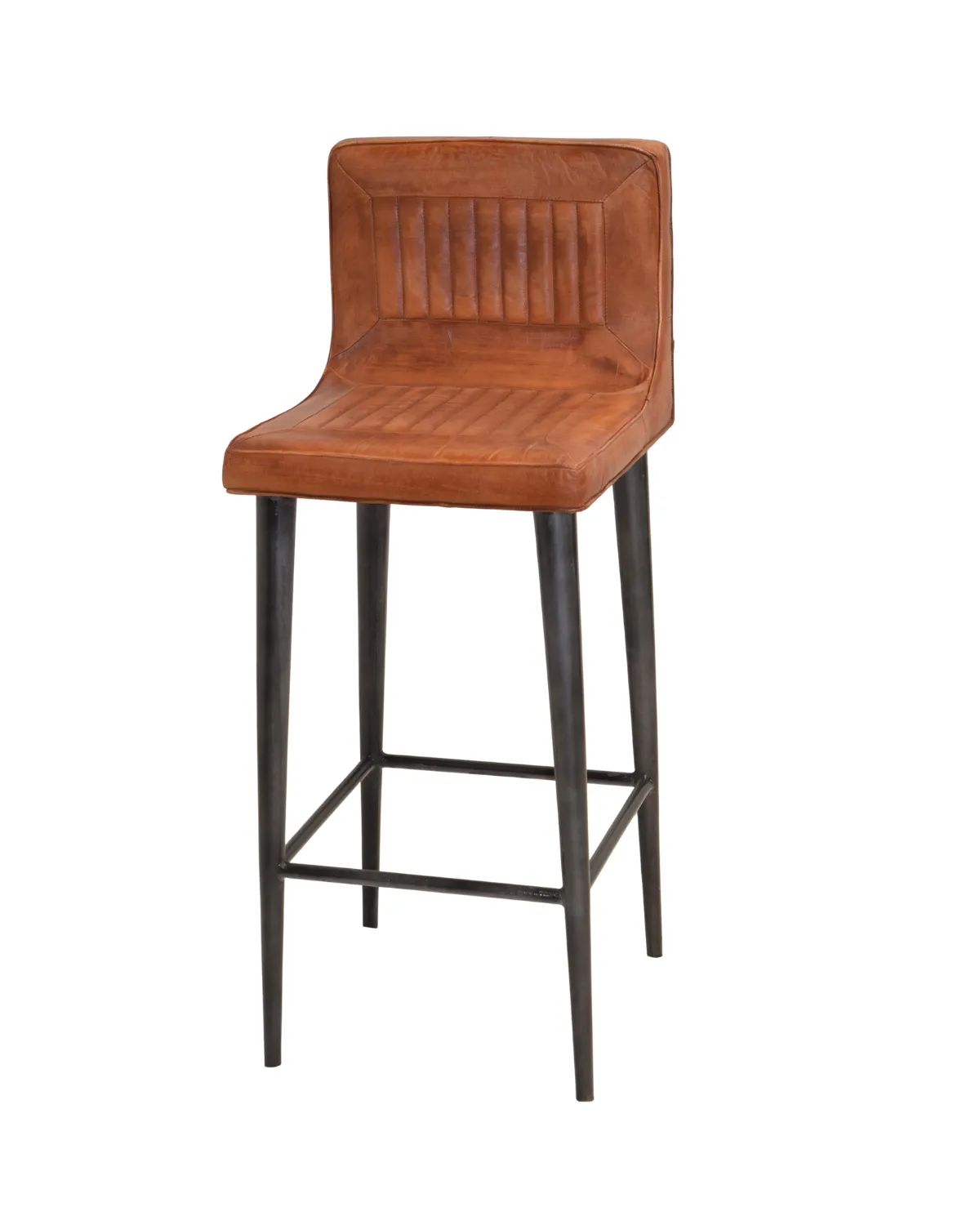CH33 Vintage Leather High-Back Bar Stool - Image 1