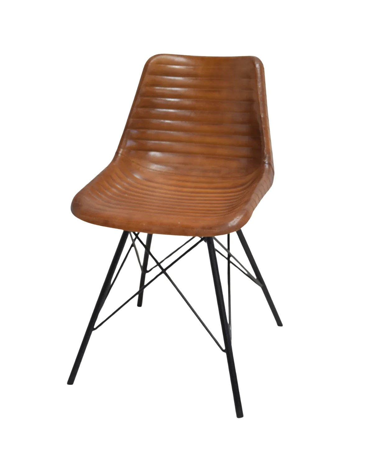 CH35 Ribbed Leather Bucket Chair - Image 1