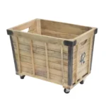 Rustic Wooden Storage Crate Trolley