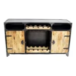 Industrial Wooden Bar Cabinet & Wine Storage Unit