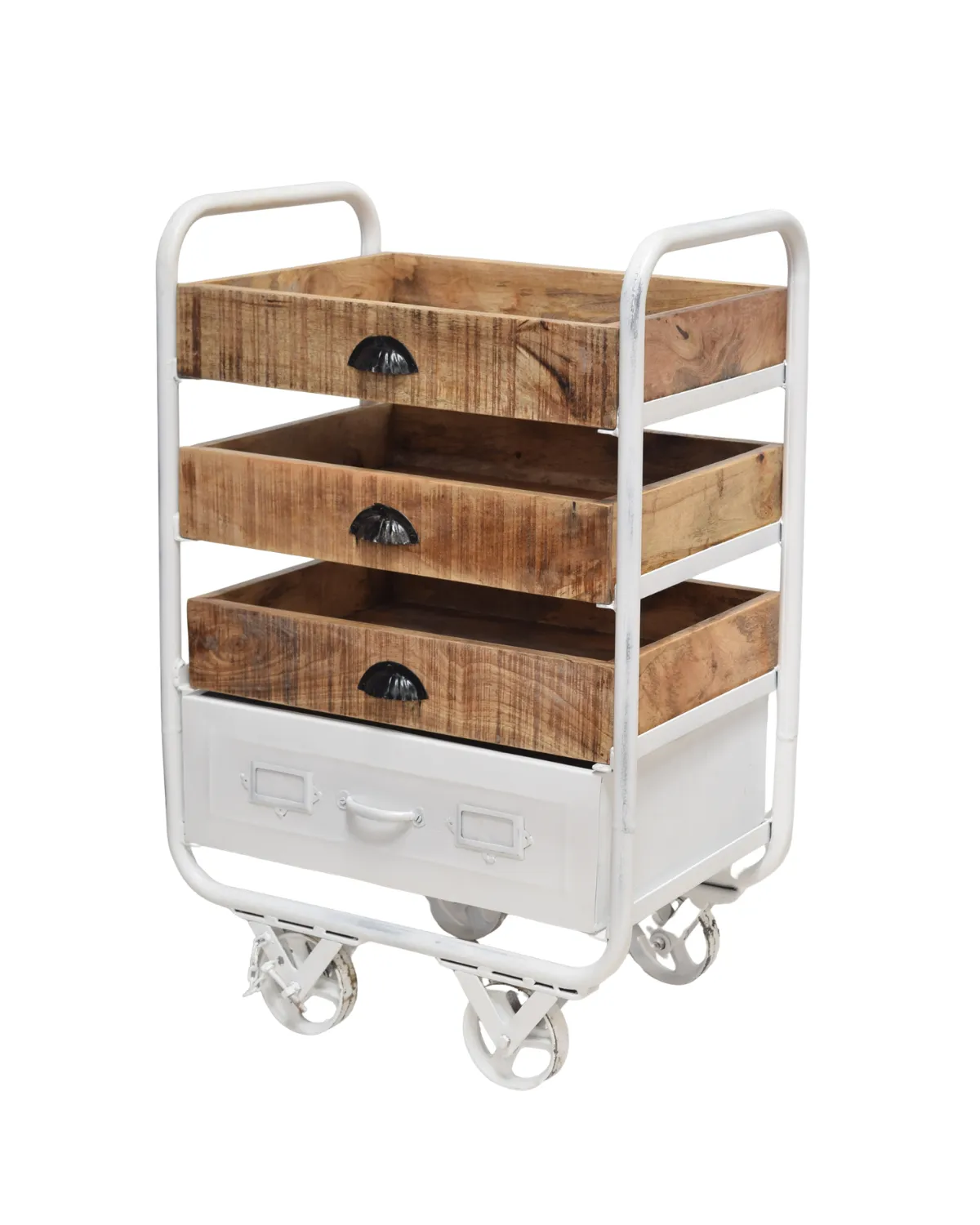 MSC-16 Rustic Wooden Drawer Trolley - Image 1