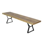 Rustic Wooden Bench with Metal Base