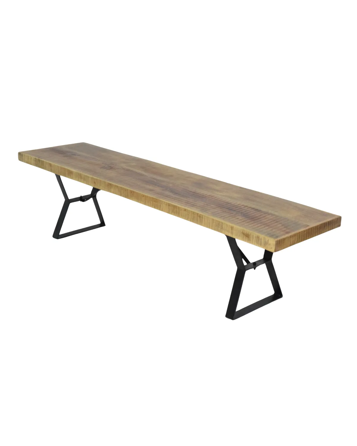 MSC-17 Rustic Wooden Bench with Metal Base - Image 1
