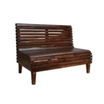 Rustic Slatted Wooden Bench with Backrest