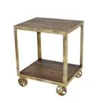 Rustic Wooden Utility Trolley with Wheels