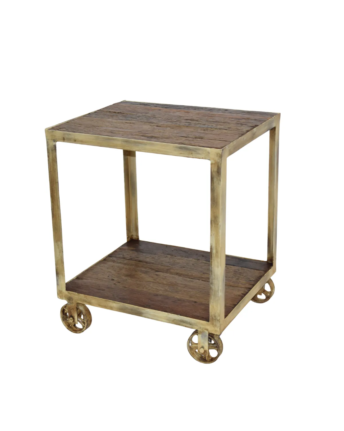 MSC-20 Rustic Wooden Utility Trolley with Wheels - Image 1