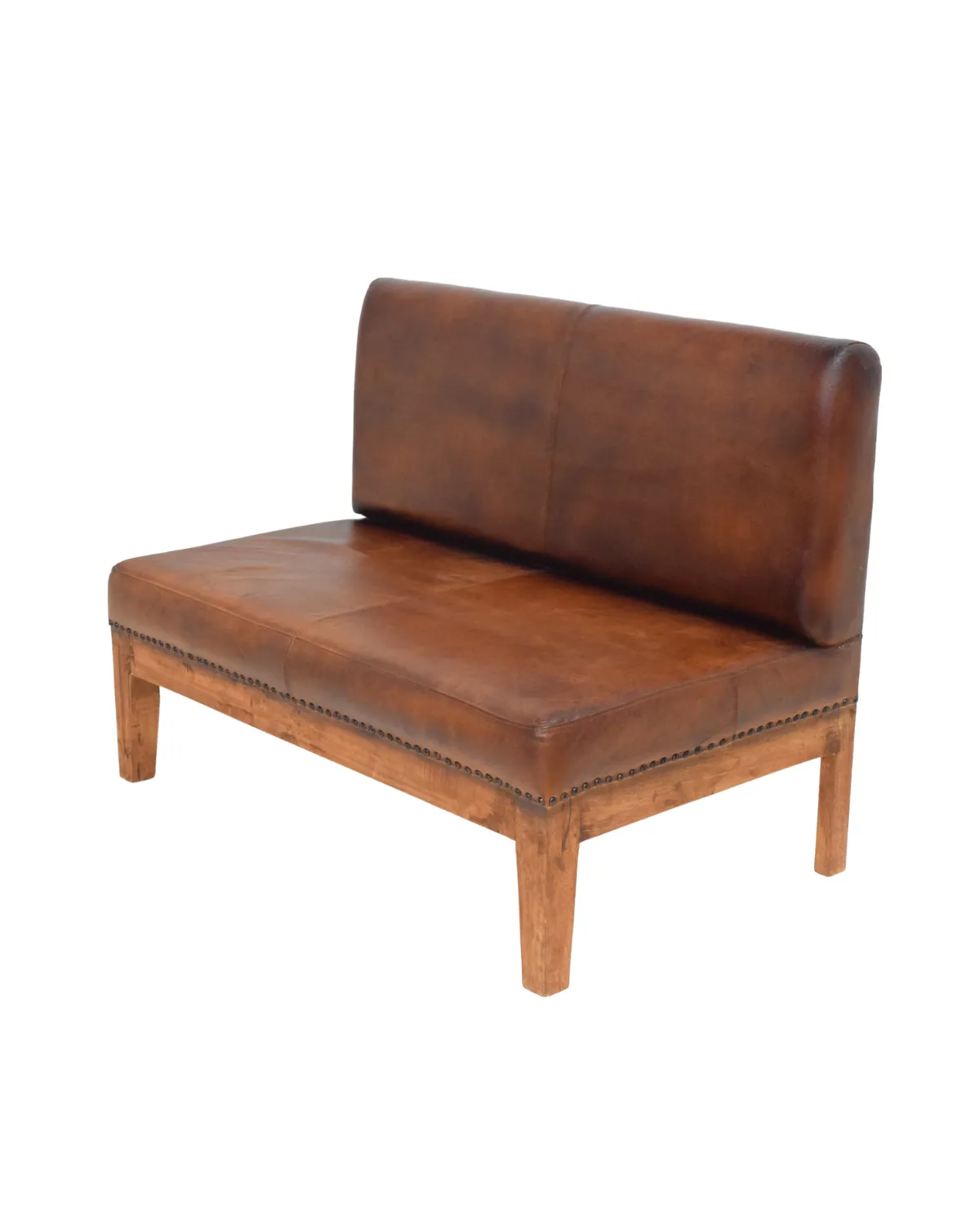 MSC-37 Vintage Leather Upholstered Two-Seater Bench - Image 1