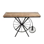 Rustic Industrial Bicycle Wheel Console Table