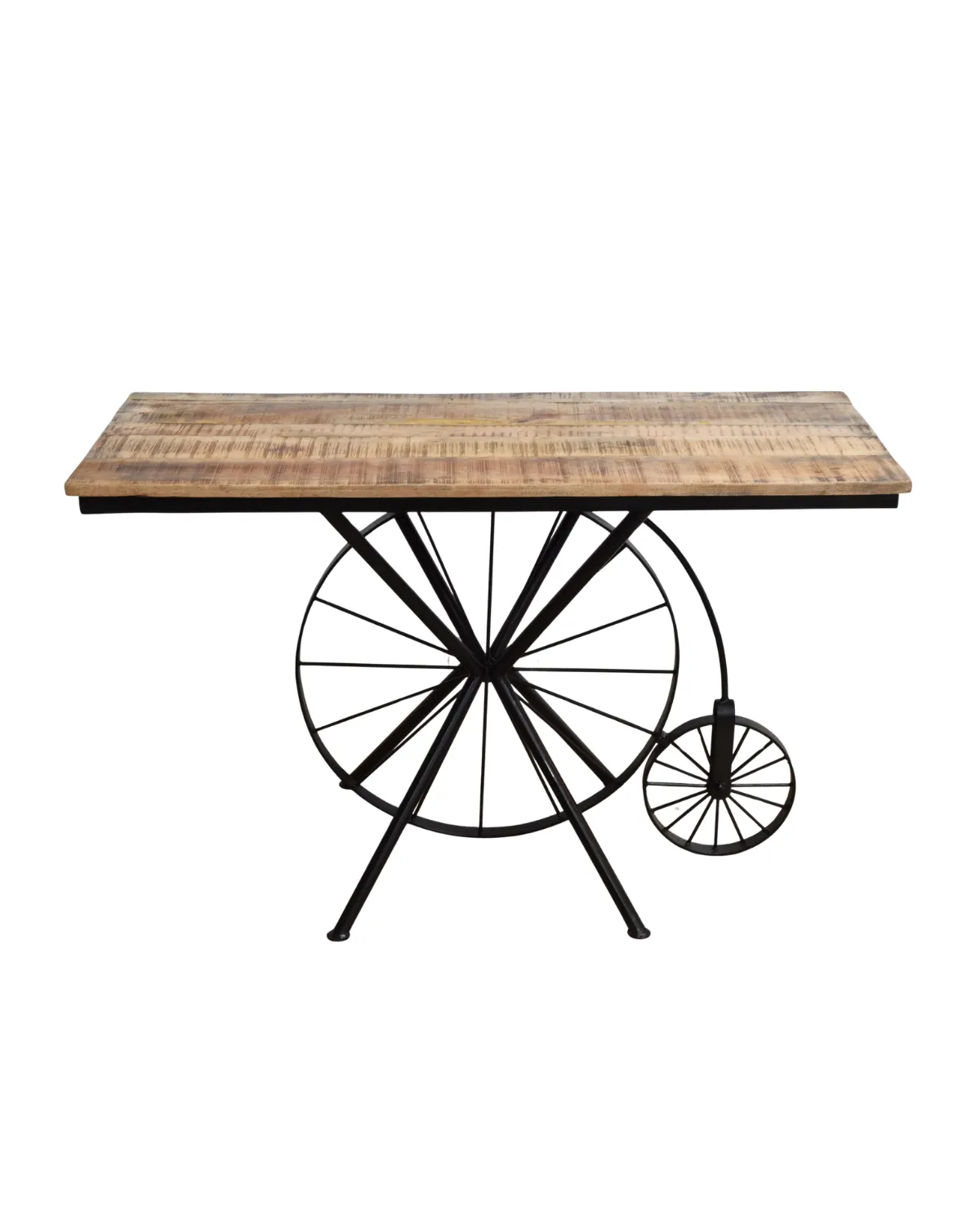 MSC-46 Rustic Industrial Bicycle Wheel Console Table - Image 1