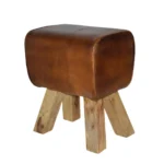 Rustic Leather & Wooden Stool