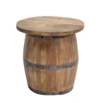 Barrel Style Wooden Side Table