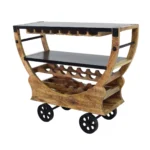 Industrial Wooden Wine & Serving Trolley