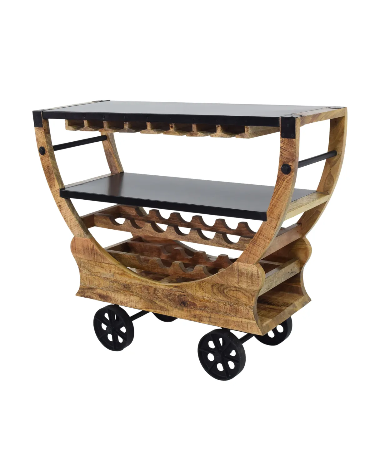 MSC-69 Industrial Wooden Wine & Serving Trolley - Image 1