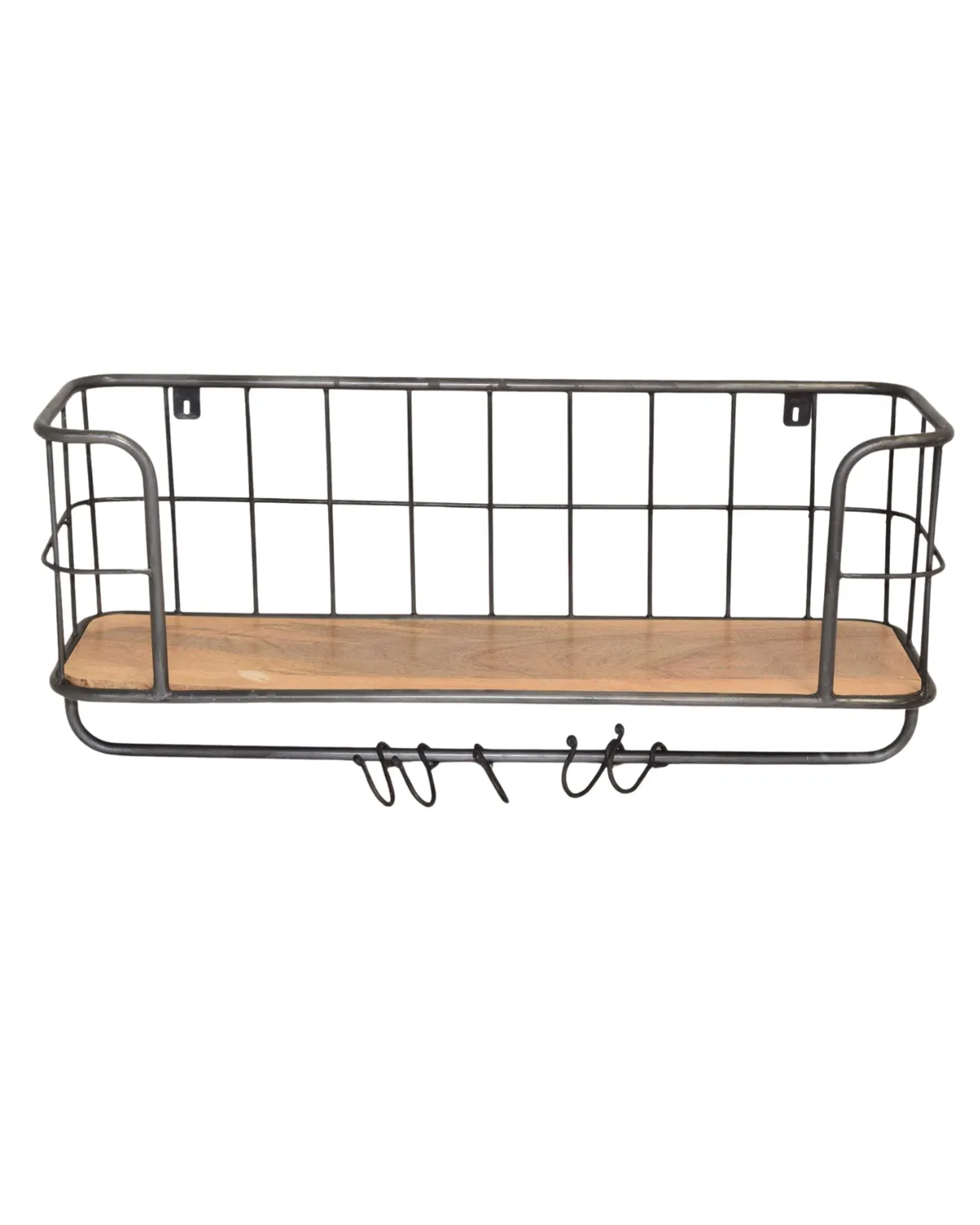 MSC-82 Industrial Wall Mounted Wire Shelf with Hooks - Image 1
