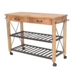 Industrial Wooden Console Table with Storage Shelves