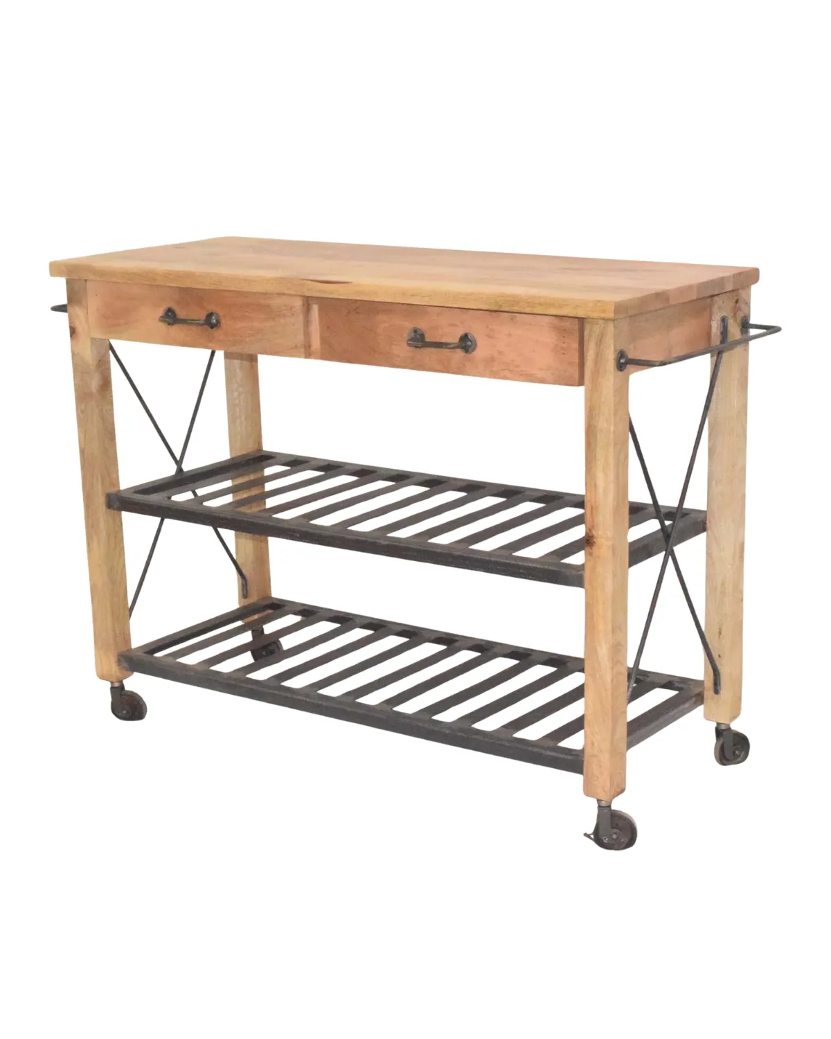 MSC-83 Industrial Wooden Console Table with Storage Shelves - Image 1