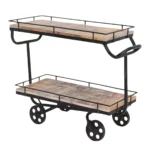 Industrial Two-Tier Wooden Trolley Table