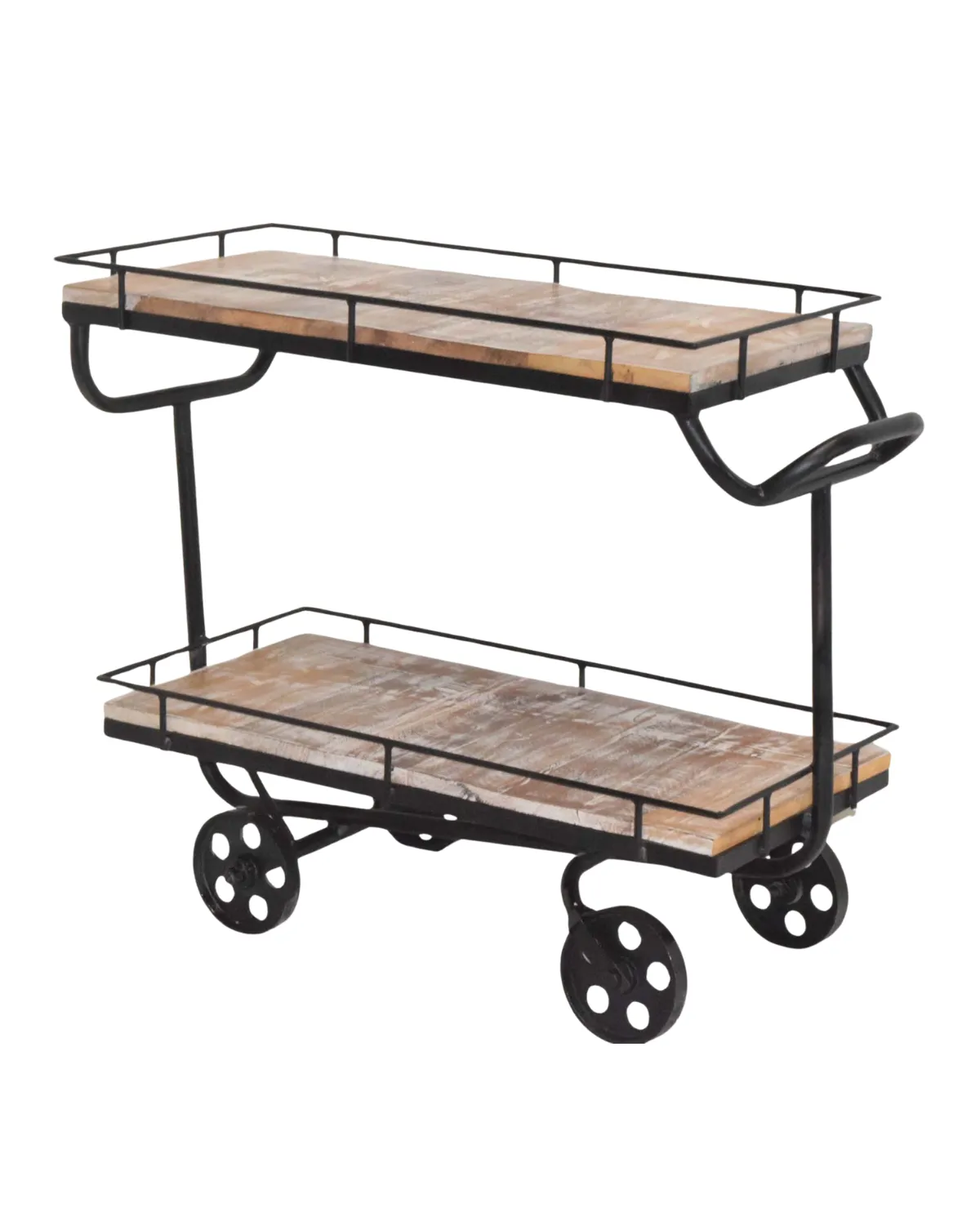 MSC-84 Industrial Two-Tier Wooden Trolley Table - Image 1