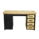 Industrial Wooden Office Desk with Drawers